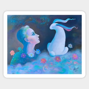 Surrealism-White Rabbit Sticker